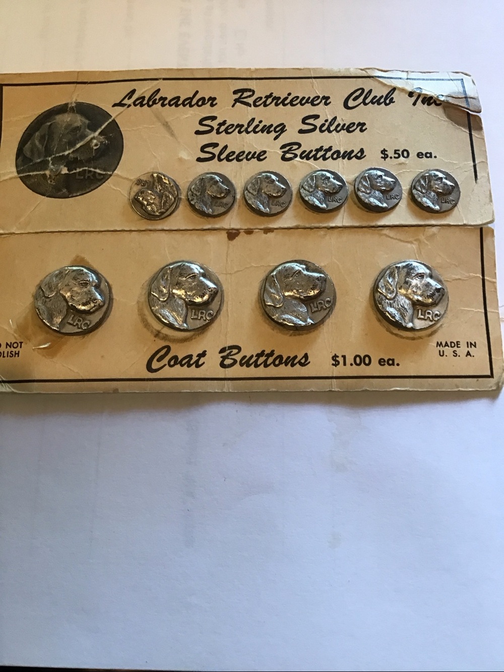 Labrador Dog Sterling Silver Buttons - Set